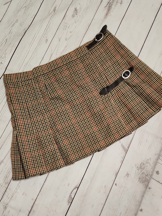 Brandy Melville Dresses & Skirts - Brandy Melville Houndstooth Pleated Mini Skirt in Tan and Black